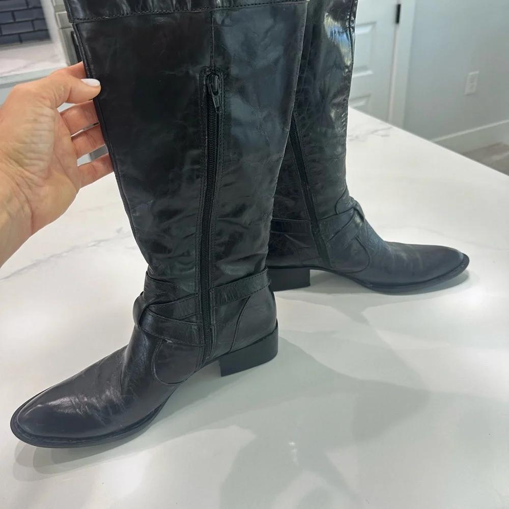 Born Black‎ Over the Knee Boots with Buckle Details